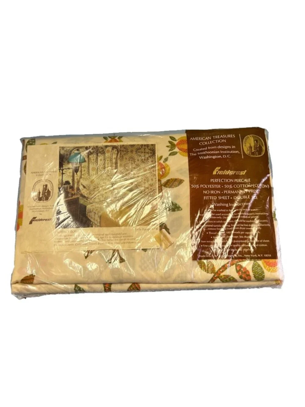 Vintage NOS Fieldcrest Double Fitted Sheet Patience Rose American Treasures